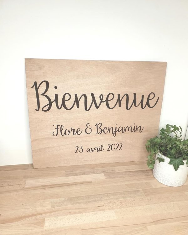 Panneau mariage anniversaire évènement bienvenue bois personnalisable
