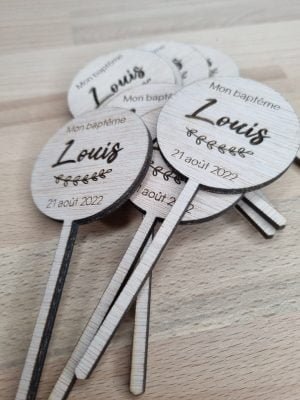 Mini topper personnalisé personnalisable pour décoration bonbonnière fleurs