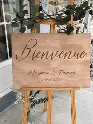 Panneau mariage anniversaire évènement bienvenue bois personnalisable