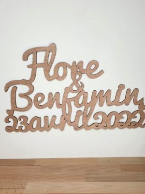 Souvenir cadeau mariage bois découpe personnalisé prénom date